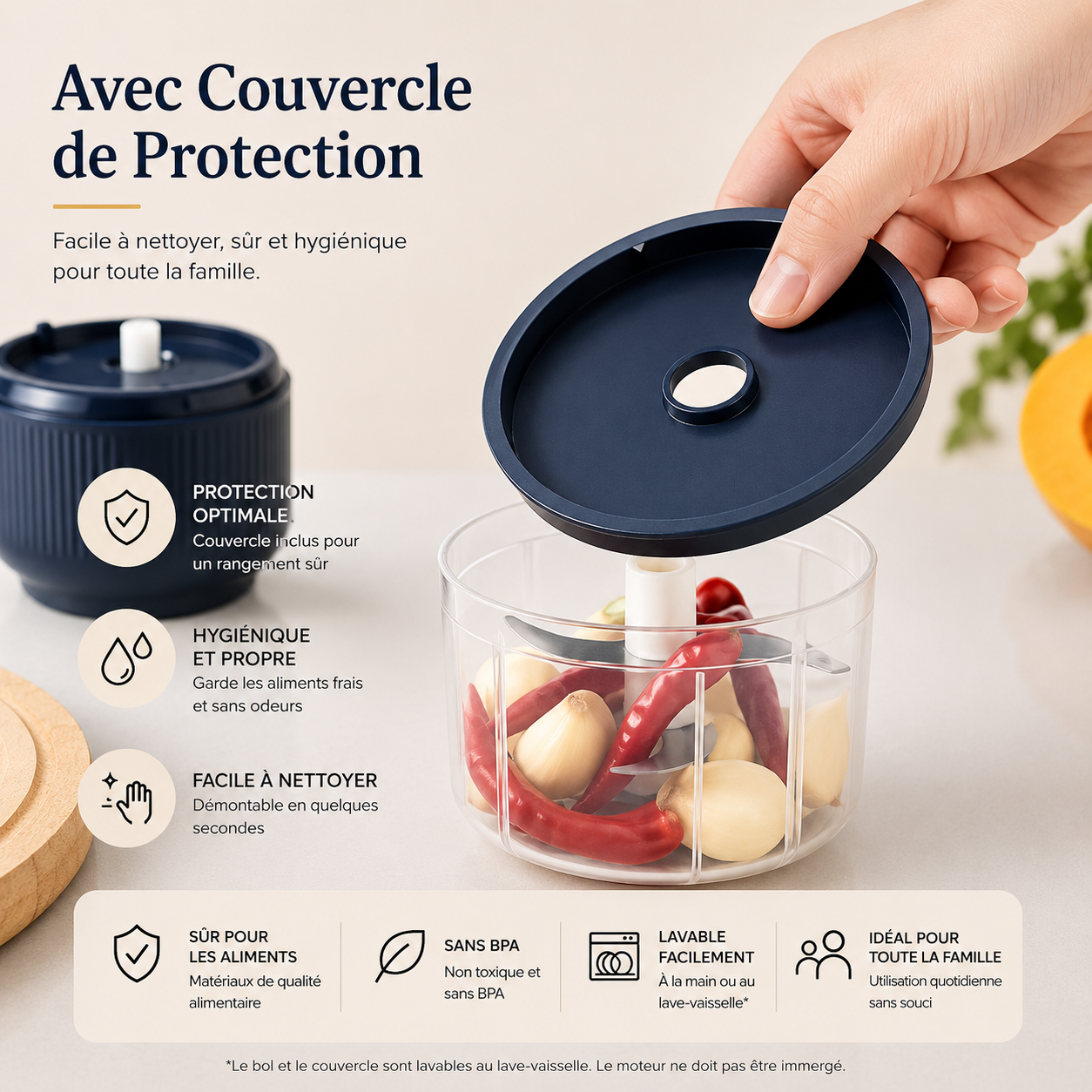 Mini Hachoir Électrique Rechargeable USB-C | 250 ml