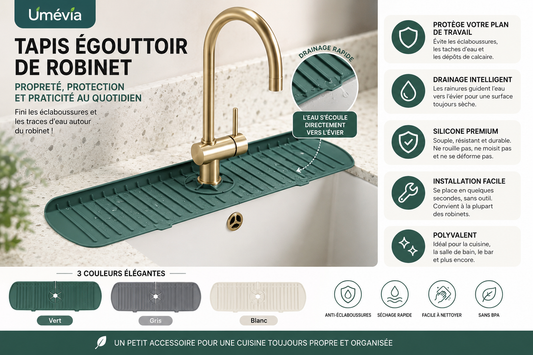 Tapis Égouttoir de Robinet en Silicone – Protection Anti-Éclaboussures pour Évier de Cuisine et Salle de Bain