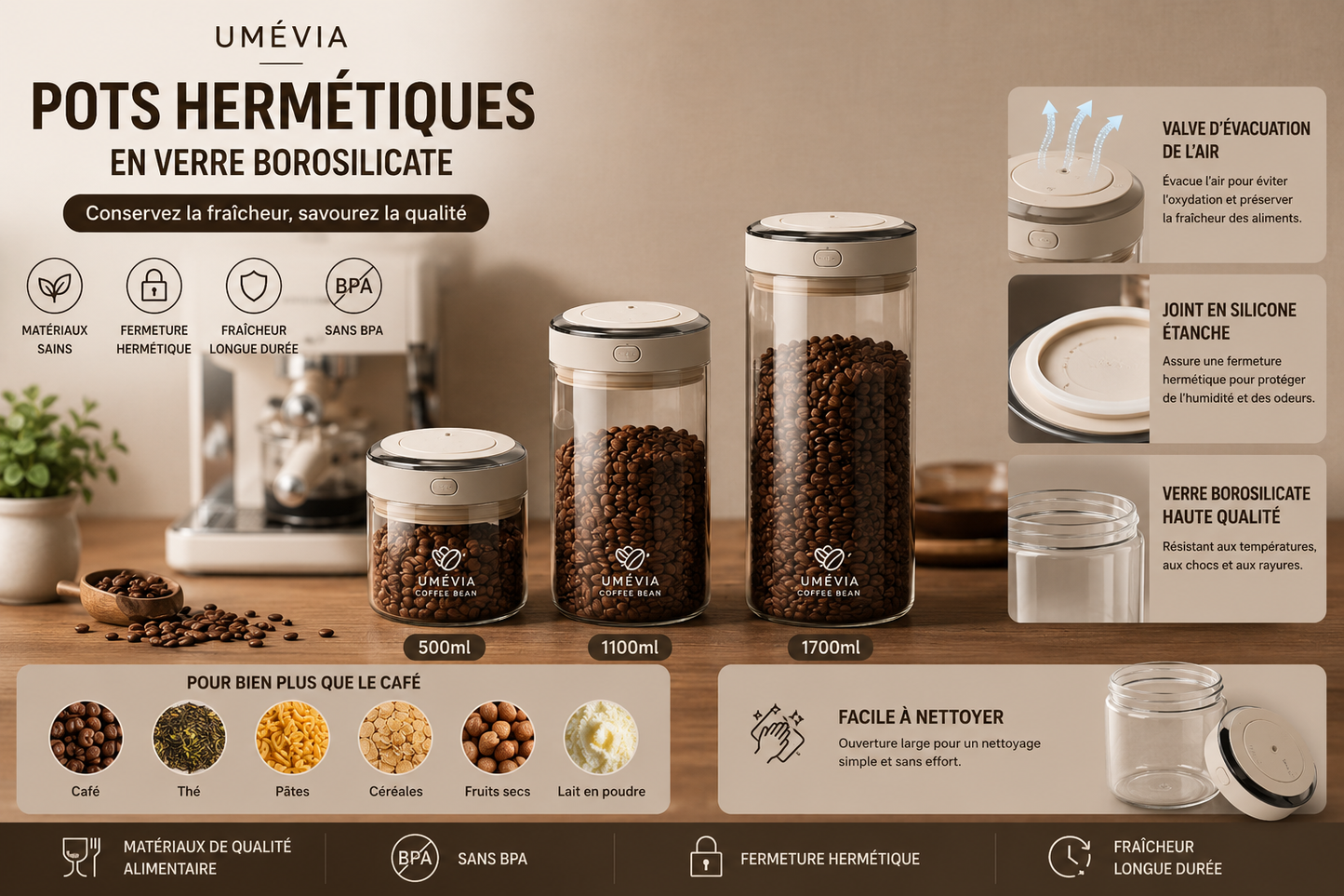 Bocal de Conservation Café Premium – Hermétique, Anti-Oxydation et Anti-Humidité