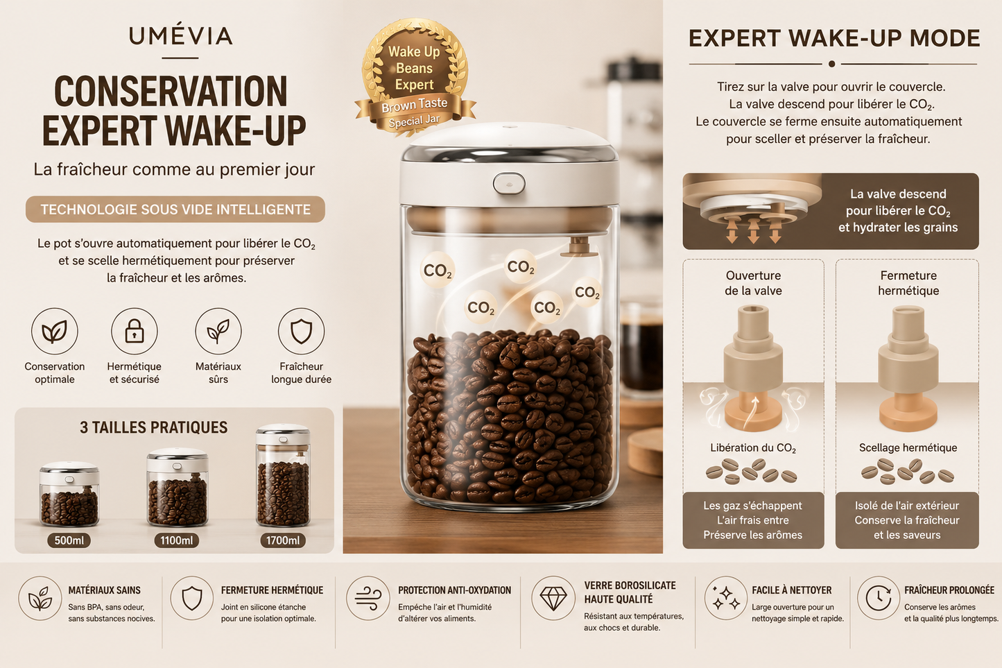 Bocal de Conservation Café Premium – Hermétique, Anti-Oxydation et Anti-Humidité