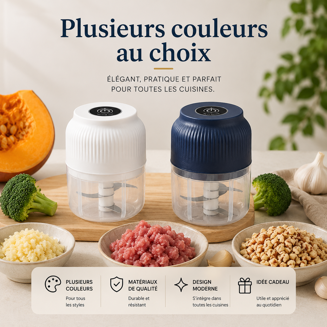 Mini Hachoir Électrique Rechargeable USB-C | 250 ml