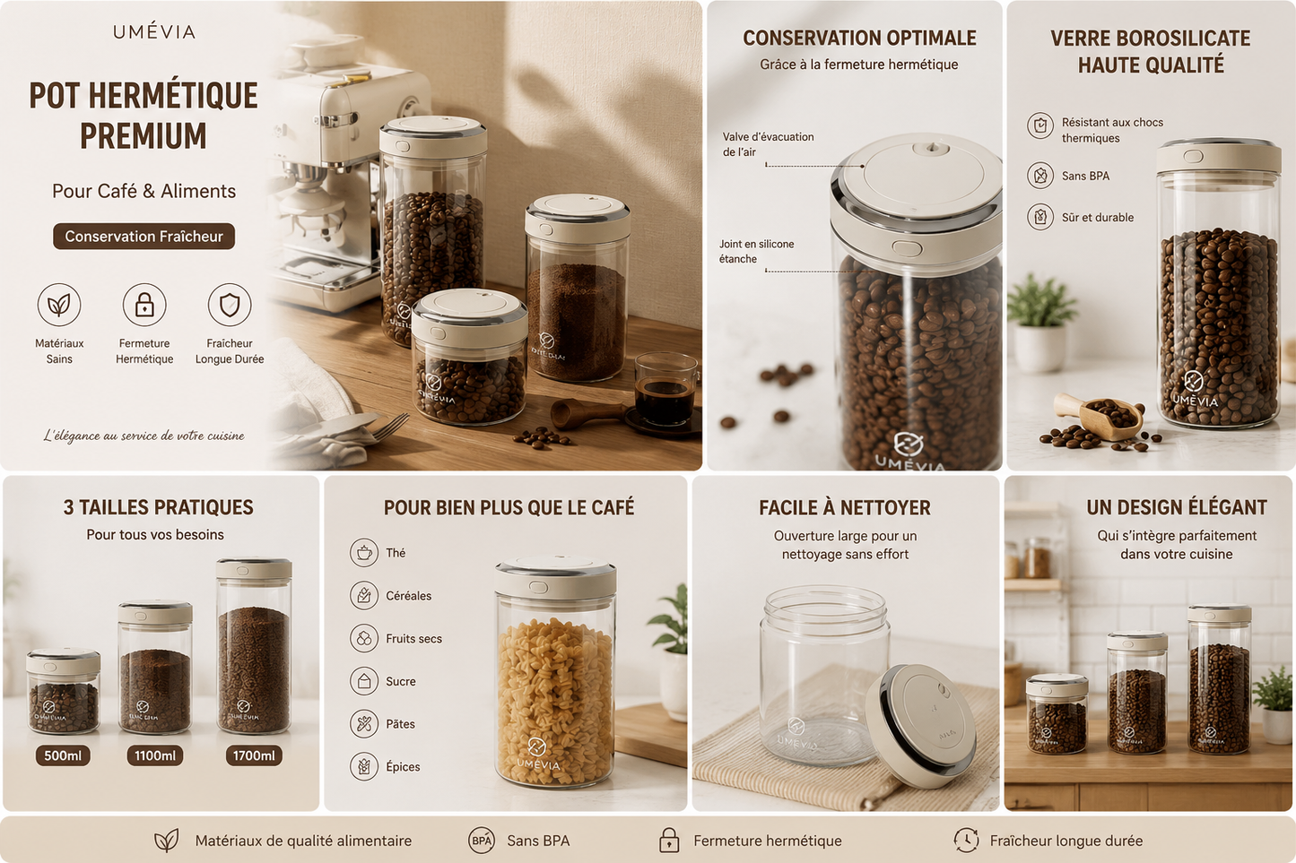 Bocal de Conservation Café Premium – Hermétique, Anti-Oxydation et Anti-Humidité