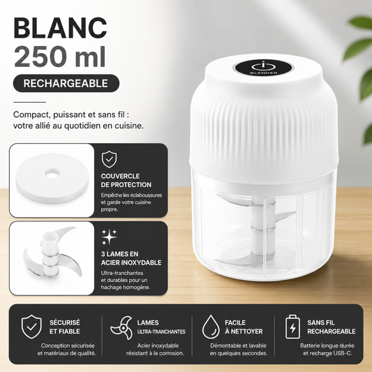 Mini Hachoir Électrique Rechargeable USB-C | 250 ml