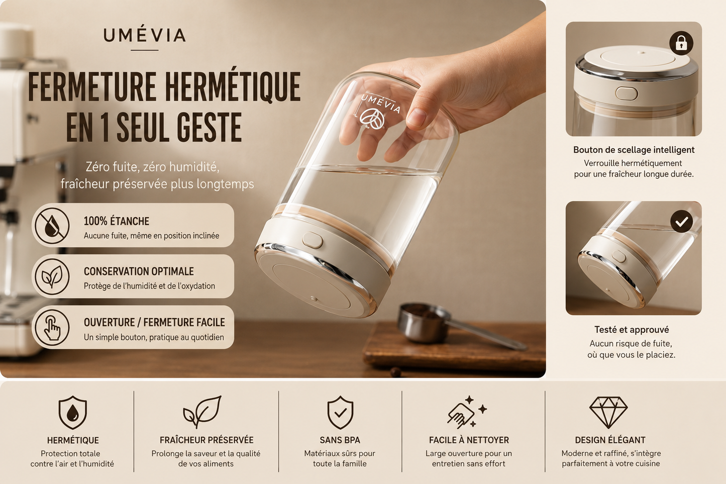 Bocal de Conservation Café Premium – Hermétique, Anti-Oxydation et Anti-Humidité